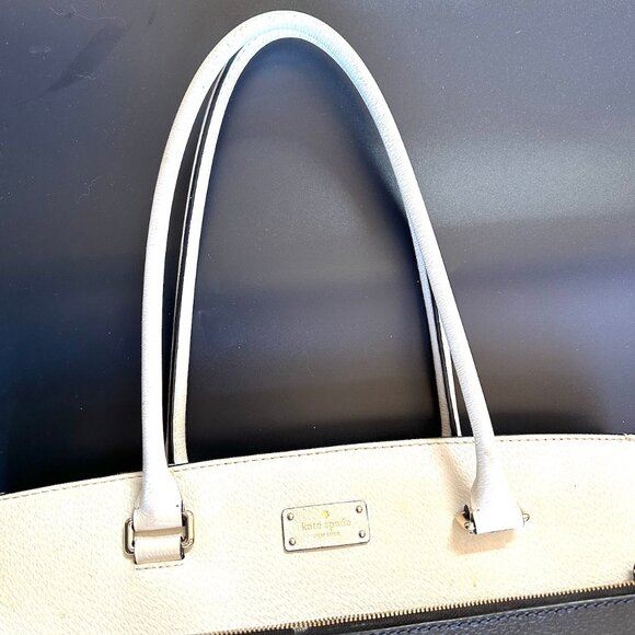 Kate Spade Black & Cream Leather Colorblock Tote Shoulder Bag — EUC - Picture 4 of 13